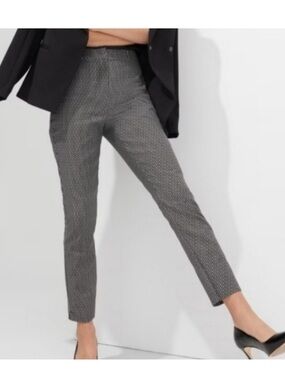 White House Black Market The Slim Ankle Dress Pants Black White Patterned 12